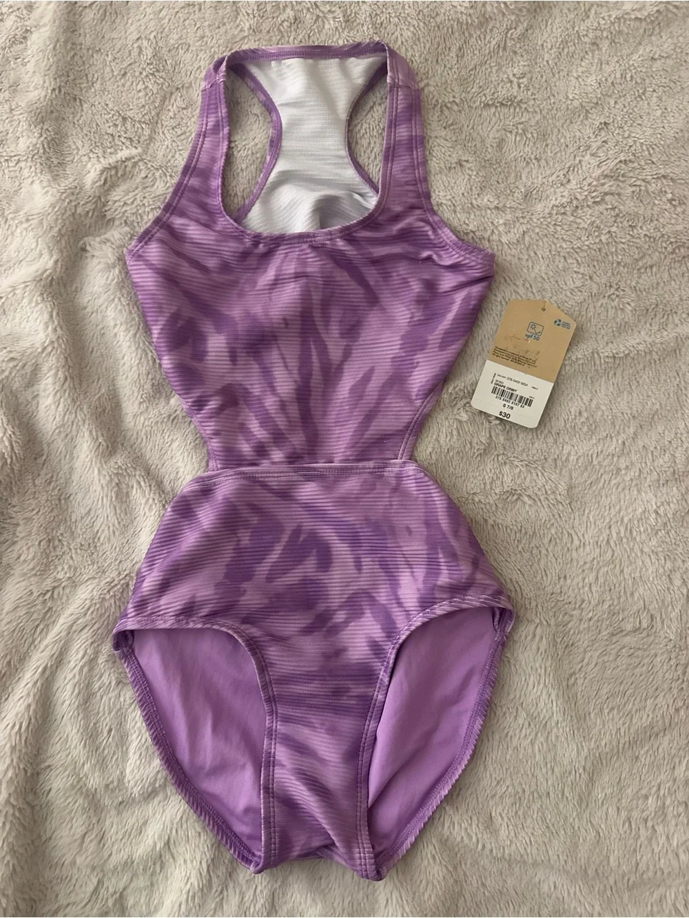 Girls' Lavender Tie-Dye Racerback One-Piece Swimsuit